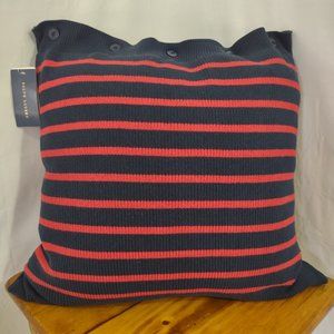 RALPH LAUREN NWT Nautical Navy Blue & Red Striped Decorative Pillow